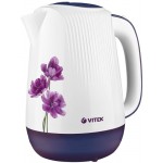 Чайник электрический Vitek VT-7061 1.7л. 2200Вт белый с узором/фиолетовый корпус: пластик (7061-VT-01)