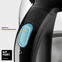 Чайник электрический Kitfort КТ-625-1 1.7л. 2200Вт черный/голубой корпус: стекло/пластик Чайник электрический Kitfort КТ-625-1 1.7л. 2200Вт черный/голубой корпус: стекло/пластик
