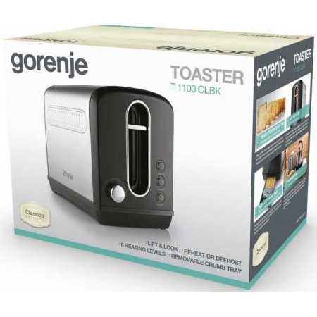 Тостер Gorenje T1100CLBK 860Вт черный