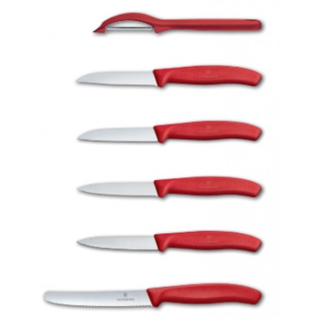 Набор ножей кухон. Victorinox Swiss Classic Paring (6.7111.6G) компл.:6предм. красный подар.коробка