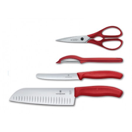 Набор ножей кухон. Victorinox Kitchen Set, 4 pieces (6.7131.4G) компл.:4предм. красный подар.коробка