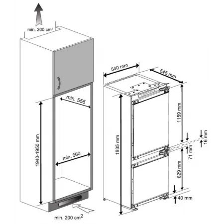 Холодильник Beko Diffusion BCNA306E2S 2-хкамерн. (7522520008)