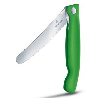 Нож кухонный Victorinox Swiss Classic (6.7836.F4B) стальной для овощей лезв.110мм серрейт. заточка зеленый блистер