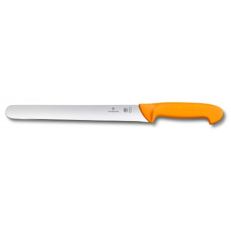Нож кухонный Victorinox Swibo (5.8441.25) стальной для нарезки ломтиками лезв.250мм прямая заточка оранжевый