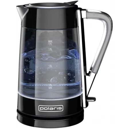 Чайник электрический Polaris PWK 1715 CGL 1.7л. 2200Вт черный корпус: стекло/металл