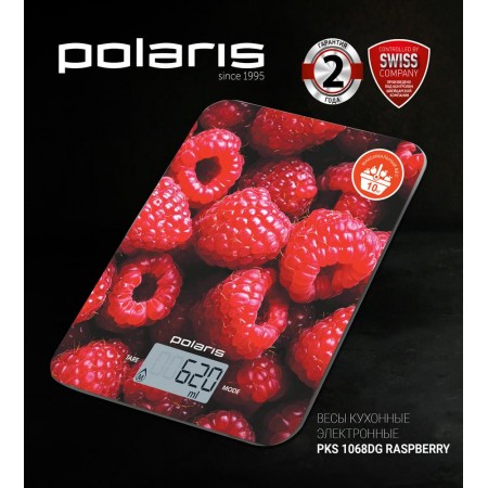 Весы кухонные электронные Polaris PKS 1068DG макс.вес:10кг рисунок/малина