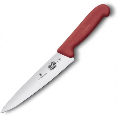 Нож кухонный Victorinox Fibrox (5.2001.15) стальной разделочный для мяса лезв.151мм прямая заточка красный