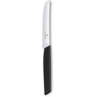 Нож кухонный Victorinox Swiss Modern (6.9003.11W) стальной столовый лезв.110мм серрейт. заточка черный