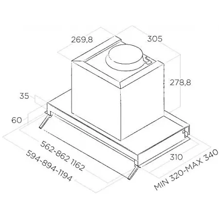 Вытяжка встраиваемая Elica Boxin LX/IX/A/60 нержавеющая сталь управление: поворотные переключатели (1 мотор)