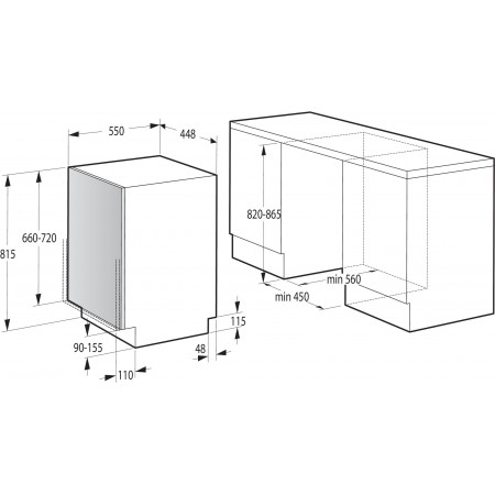 Посудомоечная машина встраив. Gorenje GV520E15 1760Вт узкая