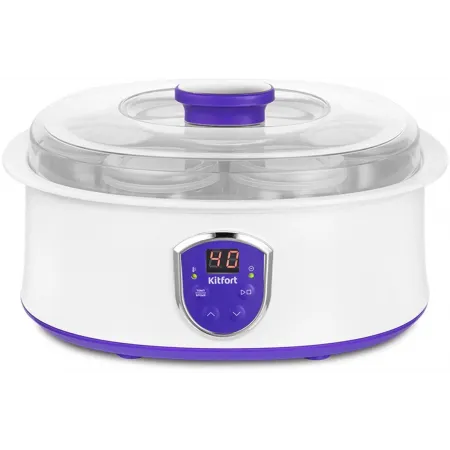 Йогуртница Kitfort КТ-2088-1 20Вт 7б. 180мл упр.:электрон. белый/фиолетовый Йогуртница Kitfort КТ-2088-1 20Вт 7б. 180мл упр.:электрон. белый/фиолетовый
