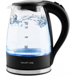 Чайник электрический Galaxy Line GL 0552 1.7л. 2200Вт черный корпус: стекло/пластик (ГЛ0552Л)