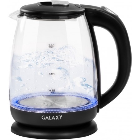 Чайник электрический Galaxy Line GL 0554 1.8л. 2000Вт черный/прозрачный корпус: стекло/пластик (ГЛ0554Л)