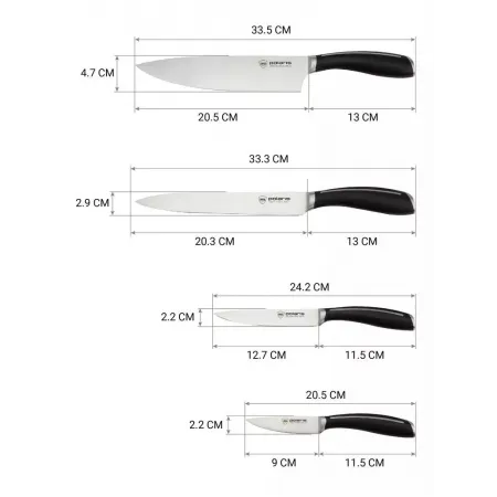 Набор ножей кухон. Polaris Stein-4SS (021983) компл.:4предм. черный подар.коробка