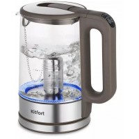Чайник электрический Kitfort КТ-6664 1.7л. 2200Вт кофейный/серебристый корпус: стекло/металл/пластик Чайник электрический Kitfort КТ-6664 1.7л. 2200Вт кофейный/серебристый корпус: стекло/металл/пластик