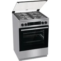 Плита Комбинированная Gorenje GKS6C70XF нержавеющая сталь (стеклянная крышка) реш.чугун