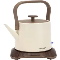 Чайник электрический Hyundai HYK-S2043 0.6л. 1000Вт кремовый/коричневый корпус: металл