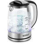 Чайник электрический Kitfort КТ-6628 1.7л. 2200Вт нержавеющая сталь/черный корпус: нерж.сталь/стекло