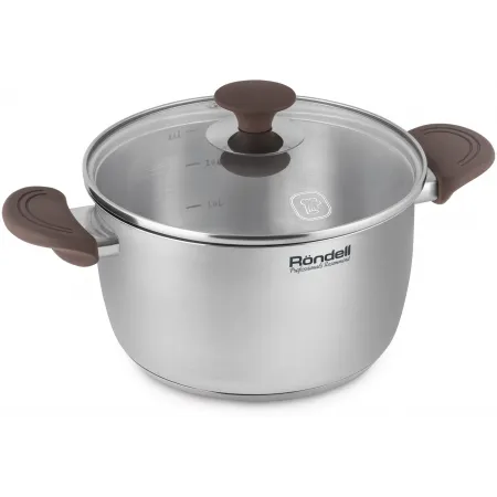 Кастрюля Rondell Coffee Bean RDS-1644 3.2л. d=20см (с крышкой) стальной Кастрюля Rondell Coffee Bean RDS-1644 3.2л. d=20см (с крышкой) стальной