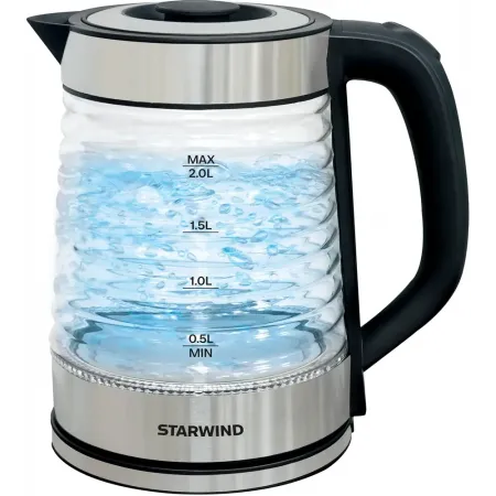 Чайник электрический Starwind SKG2111 2л. 1800Вт черный/прозрачный корпус: стекло