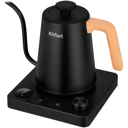 Чайник электрический Kitfort КТ-6726 1л. 1200Вт черный/дерево корпус: нерж.сталь/пластик