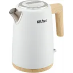 Чайник электрический Kitfort КТ-6794 1.7л. 2200Вт белый/дерево корпус: нерж.сталь/пластик