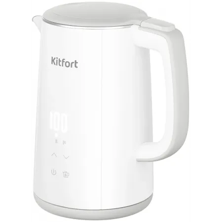 Чайник электрический Kitfort КТ-6718 1.5л. 2200Вт белый/серый корпус: металл/пластик
