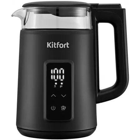 Чайник электрический Kitfort КТ-6714 1.7л. 2200Вт черный корпус: стекло/металл/пластик