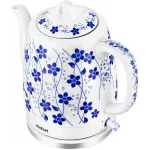 Чайник электрический Kitfort КТ-6788 1л. 1630Вт белый/синий корпус: керамика