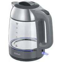 Чайник электрический Kitfort КТ-6762 3л. 2000Вт серый/серебристый корпус: стекло/металл/пластик