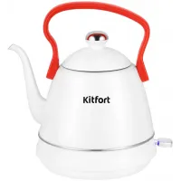 Чайник электрический Kitfort КТ-6793 1л. 1500Вт белый/красный корпус: металл