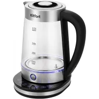 Чайник электрический Kitfort КТ-6764 2.2л. 1800Вт черный/серебристый корпус: стекло/металл/пластик (KT-6764)