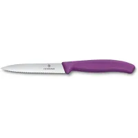Нож кухонный Victorinox Swiss Classic (6.7735.C1) для чистки овощей и фруктов лезв.100мм серрейт. заточка пурпурный