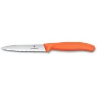 Нож кухонный Victorinox Swiss Classic (6.7739.C1) для чистки овощей и фруктов лезв.100мм серрейт. заточка оранжевый
