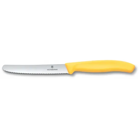 Нож кухонный Victorinox Swiss Classic (6.7838.C1) стальной столовый для овощей лезв.110мм серрейт. заточка желтый Нож кухонный Victorinox Swiss Classic (6.7838.C1) стальной столовый для овощей лезв.110мм серрейт. заточка желтый
