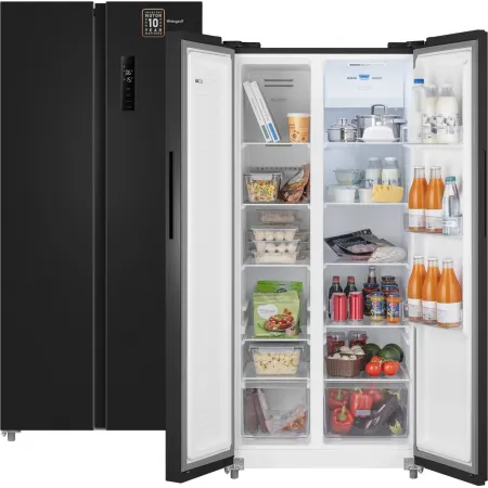 Холодильник Weissgauff WSBS 500 Inverter NoFrost Black 2-хкамерн. черный стекло инвертер
