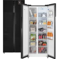 Холодильник Weissgauff WSBS 500 Inverter NoFrost 2-хкамерн. черный стекло инвертер