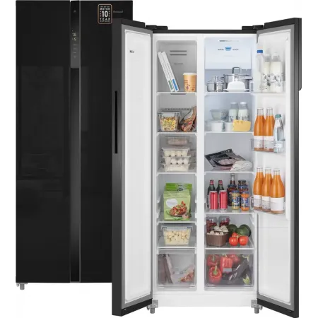 Холодильник Weissgauff WSBS 500 Inverter NoFrost 2-хкамерн. черный стекло инвертер