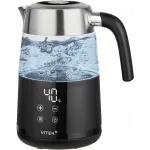 Чайник электрический Vitek VT-WK1044 1.7л. 2200Вт черный/серебристый корпус: стекло/пластик