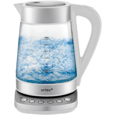 Чайник электрический Vitek VT-WK1031 1.7л. 2200Вт белый/серебристый корпус: стекло/металл/пластик Чайник электрический Vitek VT-WK1031 1.7л. 2200Вт белый/серебристый корпус: стекло/металл/пластик