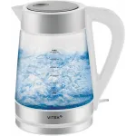 Чайник электрический Vitek VT-WK1030 1.7л. 2200Вт белый/серебристый корпус: стекло