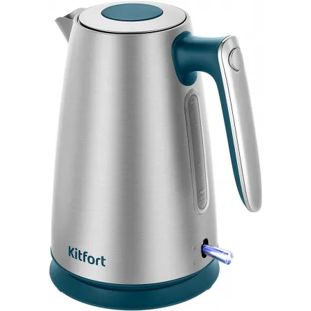 Чайник электрический Kitfort КТ-8725 1.7л. 2200Вт нержавеющая сталь/бирюзовый корпус: нерж.сталь/пластик