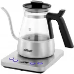 Чайник электрический Kitfort КТ-8707 0.8л. 1300Вт нержавеющая сталь/черный корпус: Металл/стекло/пластик