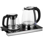 Чайный набор Kitfort КТ-6737 2л. 1530Вт черный/нержавеющая сталь корпус: Металл/стекло/пластик