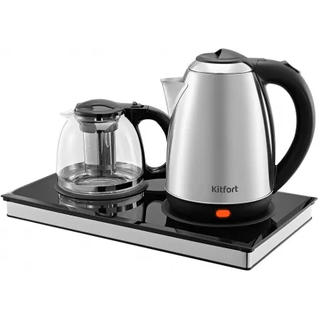 Чайный набор Kitfort КТ-6779 1.8л. 1500Вт черный/нержавеющая сталь корпус: Металл/стекло/пластик