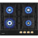 Газовая варочная поверхность Weissgauff HGG 641 BV Volcano Burner Nano Matt Glass черный