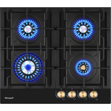 Газовая варочная поверхность Weissgauff HGG 641 BV Volcano Burner Nano Matt Glass черный