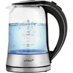 Чайник электрический Vitek VT-WK1009 1.7л. 2200Вт черный/серый корпус: стекло