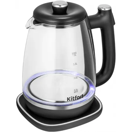 Чайник электрический Kitfort КТ-6728 1.8л. 1650Вт черный/нержавеющая сталь корпус: пластик/стекло