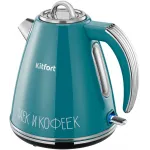 Чайник электрический Kitfort КТ-6748 1.5л. 2200Вт бирюзовый/нержавеющая сталь корпус: нерж.сталь/пластик